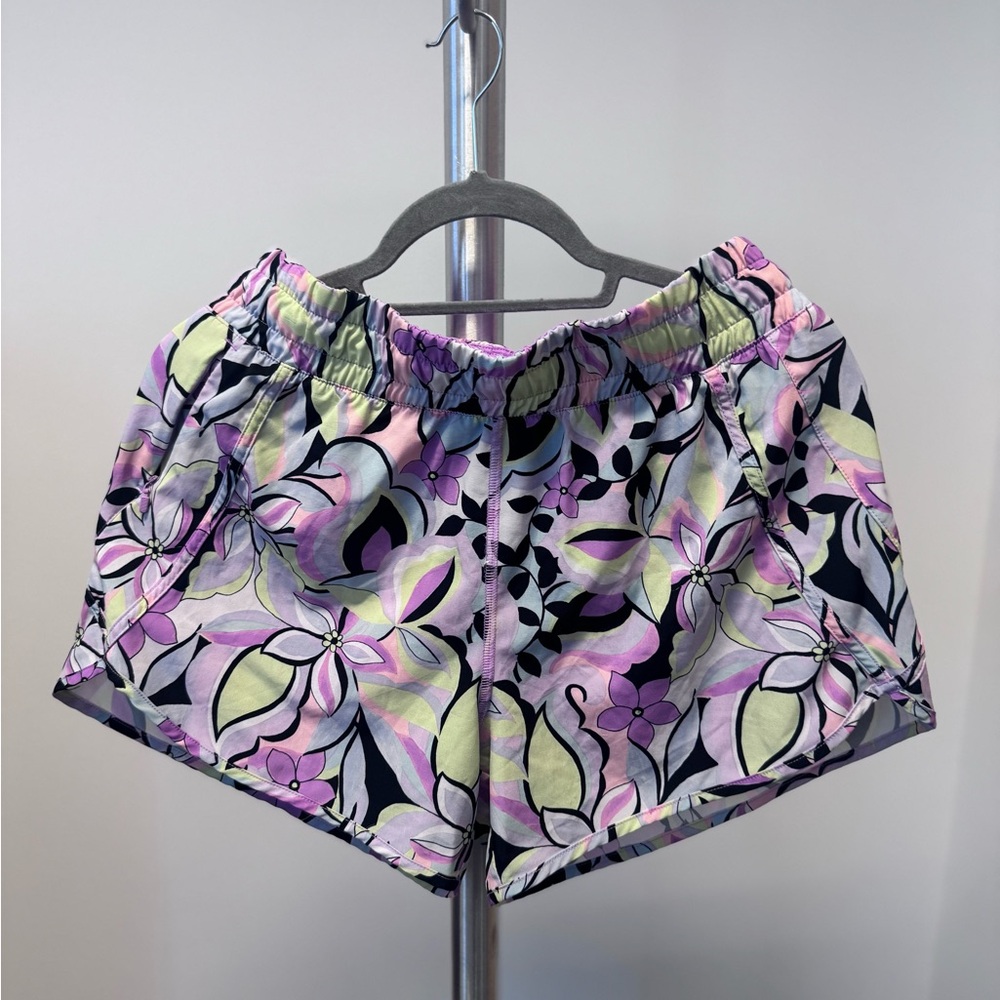 Avia Pink and Purple Athletic Shorts with Vibrant Floral Design Size M